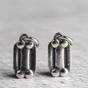 bone shape oxidized s925 sterling silver charm