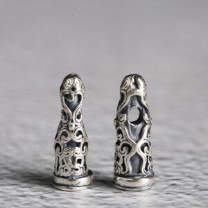 abstract cloud pattern tower shape oxidized s925 sterling silver bead, spacer bead