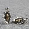 cicada on the leaf shape oxidized s925 sterling silver charm