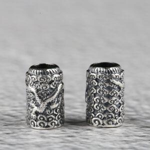 dragon in cloud pattern tube shape oxidized s925 sterling silver bead, spacer bead