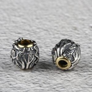cabbage pattern round shape oxidized s925 sterling silver bead, spacer bead