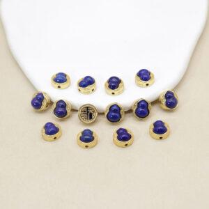 round bead, bezel bead, lapis lazuli gourd bead, sterling silver bead, gild bead, golden bead, 2pcs / 5 pcs