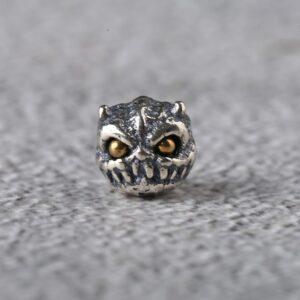 tiger head shape oxidized s925 sterling silver bead, spacer bead