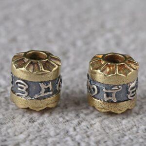 Six-Syllable Mantra pattern pillar shape oxidized s925 sterling silver bead, spacer bead