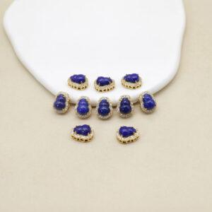 lapis lazuli gourd shape bezel bead, gild sterling silver bead, golden bead