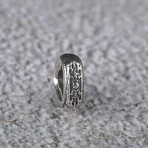 vajra pattern ring shape oxidized s925 sterling silver bead, spacer bead