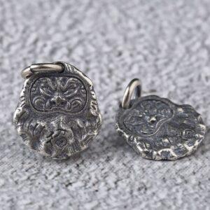 monster pattern oxidized s925 sterling silver charm