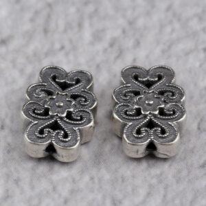ruyi flower shape oxidized s925 sterling silver bead, spacer bead