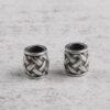 woven pattern drum shape oxidized s925 sterling silver bead, spacer bead