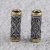flower pattern tube shape oxidized s925 sterling silver bead, spacer bead