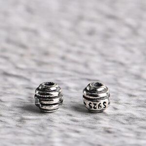 round bead, line attern bead, small bead, s925 sterling silver, silver bead, oxidized silver bead
