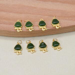 cartoon snake charm, nephrite charm, sterling silver charm, gild bead, golden charm, 2 pcs / 5 pcs