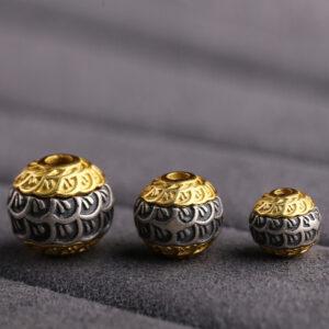 round bead, dragon scales bead, spacer bead, s925 sterling silver, silver bead, oxidized silver bead