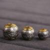 round bead, lotus flower pattern bead, spacer bead, s925 sterling silver, silver bead, oxidized silver bead