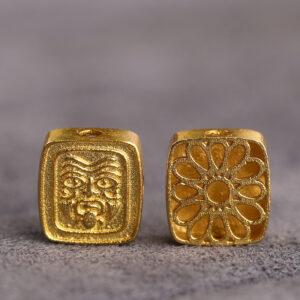 hollow square bead, abstract face pattern bead, flower pattern bead, spacer bead, s925 sterling silver, sterling silver bead, golden bead, gild bead