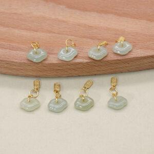 ruyi flower charm, nephrite charm, sterling silver charm, gild bead, golden charm, 2pcs / 5 pcs