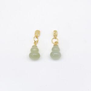 gourd charm, nephrite charm, sterling silver charm, gild bead, golden charm, 2 pcs / 5 pcs