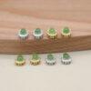 green nephrite gourd bezel bead, sterling silver bead, gild bead, golden bead