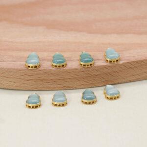 blue jadeite gourd bezel bead, sterling silver bead, gild bead, golden bead