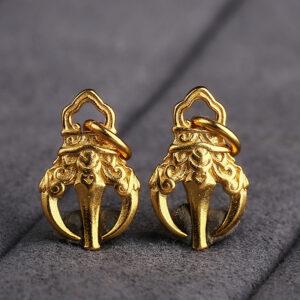 gild s925 sterling silver vine patern trident charm, golden charm