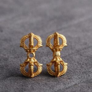 gild s925 sterling silver flower pattern Vajra bead, spacer bead, golden bead