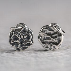 oxidized s925 sterling silver abstract pattern round shape charm