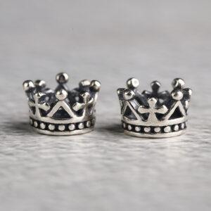 oxidized s925 sterling silver crown shape bead, spacer bead