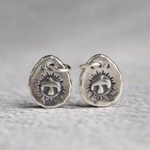 oxidized s925 sterling silver bird pattern oval shape charm