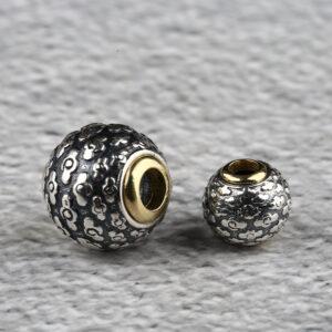 oxidized s925 sterling silver cloud pattern round shape bead, spacer bead
