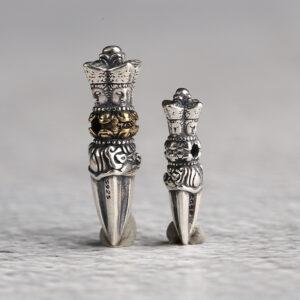 oxidized s925 sterling silver Four-faced Vajra charm