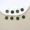 green nephrite square bezel bead, gild sterling silver bead, golden bead