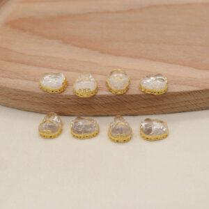 clear quartz pixiu animal bezel bead, gild sterling silver bead, golden bead