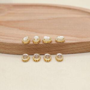 clear quartz gourd bezel bead, gild sterling silver bead, golden bead