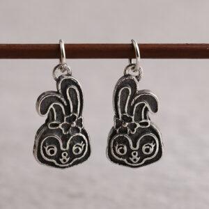 rabbit shape oxidized s925 sterling silver charm