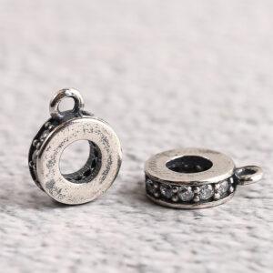 ring shape oxidized s925 sterling silver buckle bead