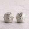 flower pattern drum shape shining s925 sterling silver bead