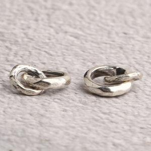 double rings oxidized s925 sterling silver buckle bead