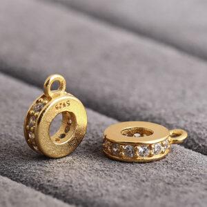 ring shape gild s925 sterling silver buckle bead, golden bead