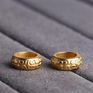 fret pattern ring shape gild s925 sterling silver spacer bead, golden bead