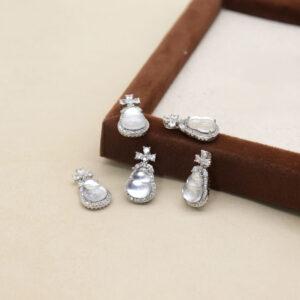 clear quartzite gourd shape charm, sterling silver charm