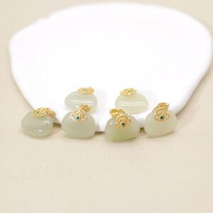 nephrite oval shape charm pendant, gild sterling silver charm, golden pendant