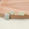simple rectangle shape nephrite charm pendant, gild sterling silver charm, golden pendant