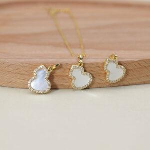 white shell gourd shape charm, gild sterling silver charm, golden charm