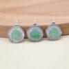 Buddha shape green texture quartz charm pendant, gild sterling silver charm, golden pendant
