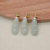 bean pod shape nephrite charm pendant, gild sterling silver charm, golden pendant
