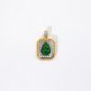 gourd shape green jadeite charm pendant, gild sterling silver charm, golden pendant