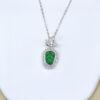 leaf shape green jadeite charm pendant, gild sterling silver charm, golden pendant