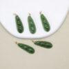 bean pod shape green nephrite charm pendant, 18k gold charm, golden pendant