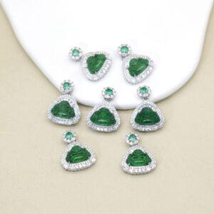 Buddha shape green jadeite charm pendant, sterling silver charm