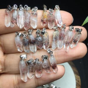 Irregular columnar shape red super seven quartz charm pendant, red pendant